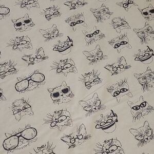 Hipster Cat Print Shower Curtain Urban Outfitters Vintage